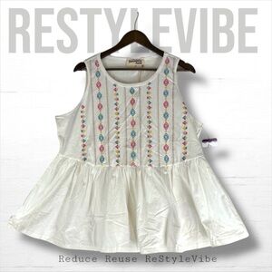 SAVANNA JANE Women’s Size 1X Top Shirt Peplum Embroidered NWT Tank Style NEW